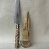 Cuchillo trenzado fino con Alpaca hoja de acero inoxidable 14 cm vaina de cuero crudo - Image 2