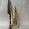 Cuchillo trenzado fino con Alpaca hoja de acero inoxidable 14 cm viene con vaina en cuero  crudo