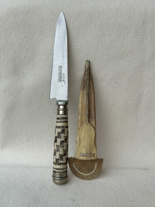 Cuchillo trenzado con Alpaca y hoja en acero inoxidable de 14 cm viene con vaina de cuero crudo - Image 2