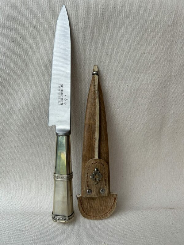 Cuchillo cabo de Alpaca con vaina en cuero crudo hoja en acero inoxidable 14 cm - Image 3
