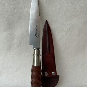 Cuchillo cabo de madera detalles en alpaca hoja Dagger 14cm acero inoxidable