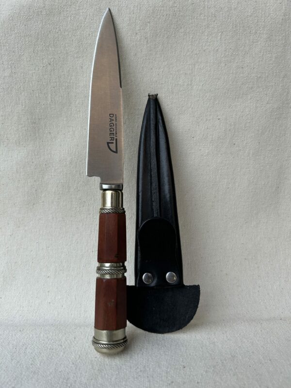 Cuchillos cabo de madera con tres anillos de alpaca hoja Dagger 14 cm acero inoxidable