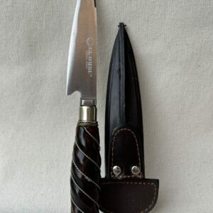 CUCHILLO CABO RETORCIDO MADERA Y ALPACA ACERO INOXIDABLE HOJA DE 12 CM #EL OMBU"