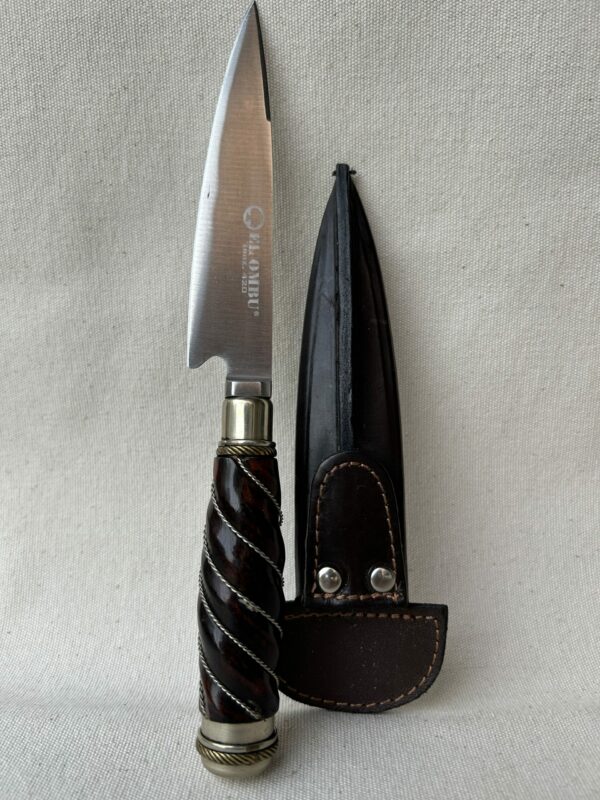 CUCHILLO CABO RETORCIDO MADERA Y ALPACA ACERO INOXIDABLE HOJA DE 12 CM #EL OMBU"