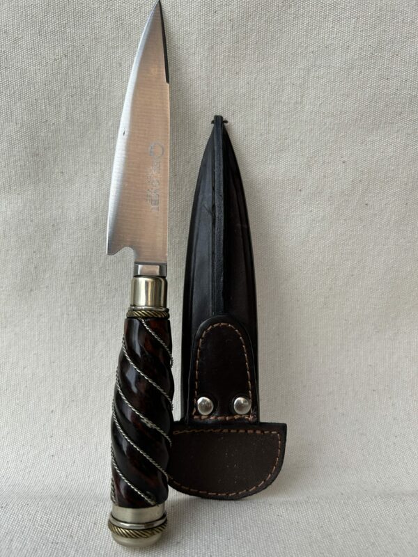 CUCHILLO CABO RETORCIDO MADERA Y ALPACA ACERO INOXIDABLE HOJA DE 12 CM #EL OMBU" - Image 2