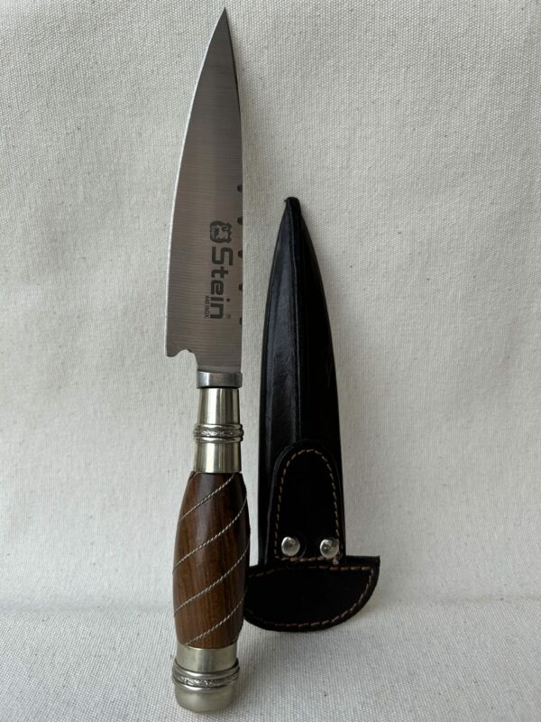Cuchillo cabo de madera con detalle en hilo fino en Alpaca hoja en acero inoxidable de 14cm (STEIN)440