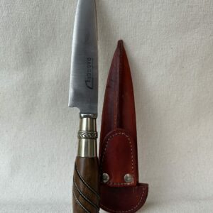 Cuchillo cabo de madera con detalles en anillo de Alpaca con diseño hoja acero inoxidable 14 cm DAGGER