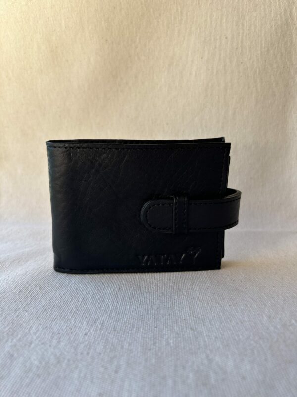 Billetera de hombre de cuero c/rabillo y volante art 8143(NEGRO)