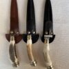 CUCHILLO CURVO EN ASTA Y TERMINALES EN ALPACA ACERO INOXIDABLE HOJA 14 CM MARCA "AIRON"