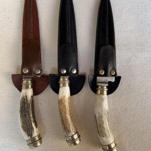 Cuchillo cabo de Asta curvo con puntera y terminales en Alpaca hoja de acero inoxidable 14 cm "AIRO"