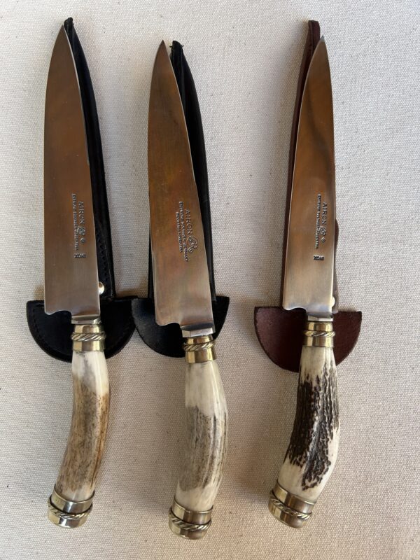 Cuchillo cabo de Asta curvo con puntera y terminales en Alpaca hoja de acero inoxidable 14 cm "AIRO" - Image 2