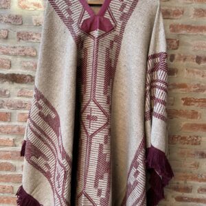 Poncho Pesado Beige-Bordo modelo Namuncura