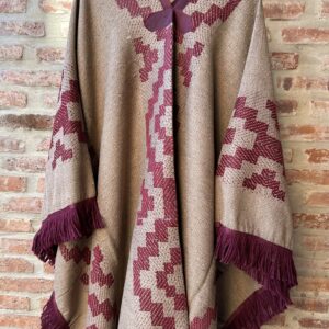 Poncho Pesado con guarda Pampa Beige-Bordo