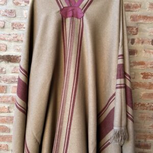 Poncho Pesado modelo Tucumano Beige-Bordo