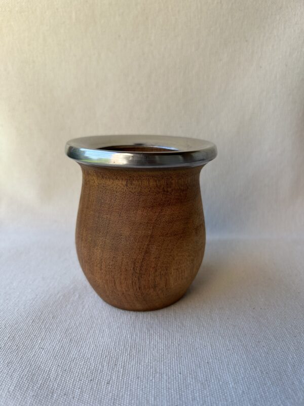 Mate de madera en Algarrobo con virola en acero inoxidable modelo perita art (103)