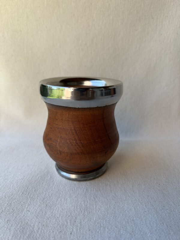Mate de madera de Algarrobo con virola y pie en acero inoxidable modelo copita art(102) - Image 3